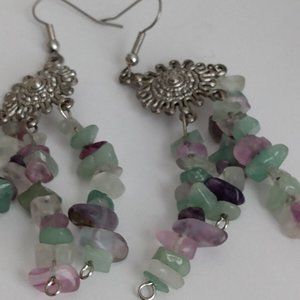 Multicolor Beaded Silvertone Dangle/Drop Hook Fashion Costume Earrings